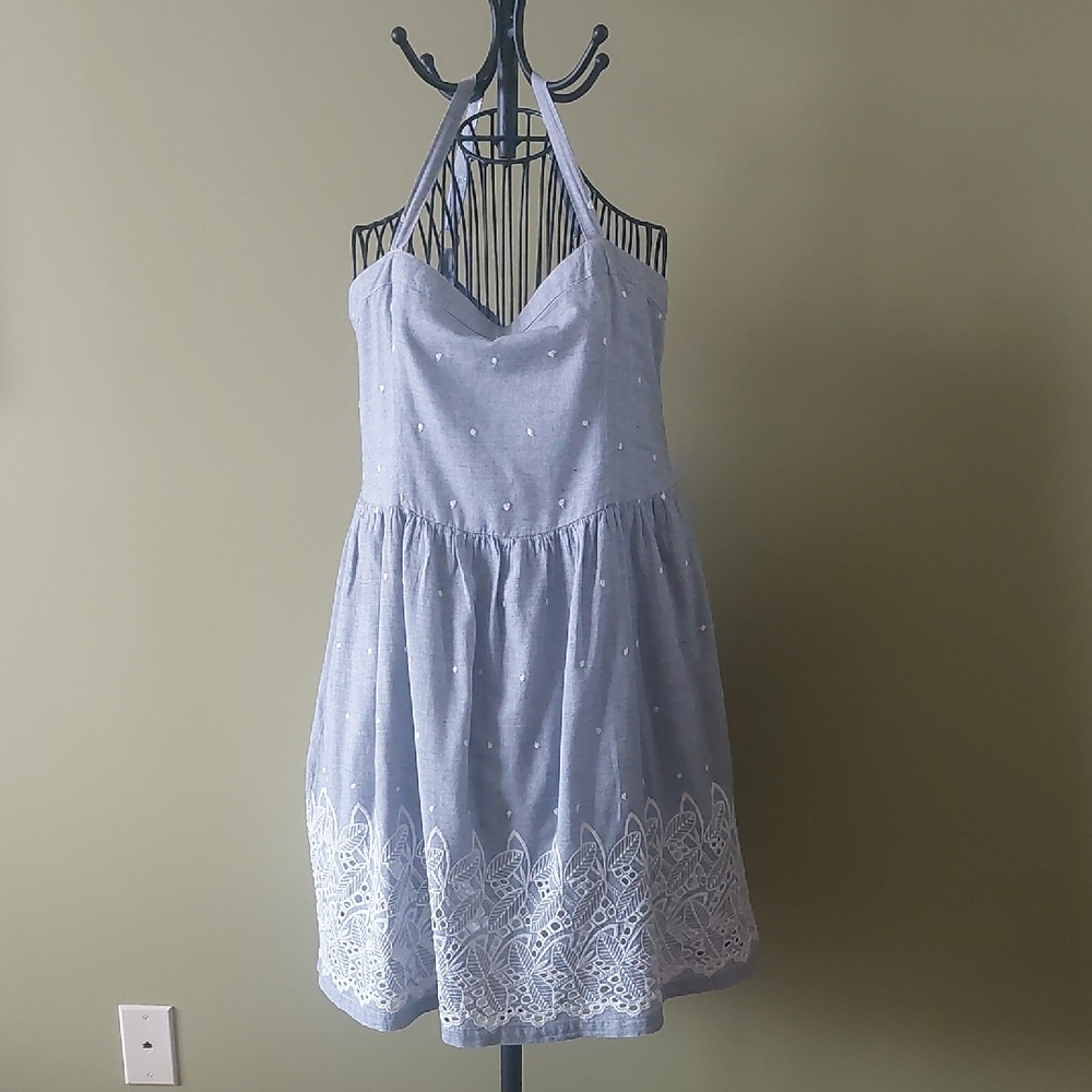 Atmosphere, Size 42/ M, with pockets Blue Halter Sundress for Weddings - Picture 1 of 13